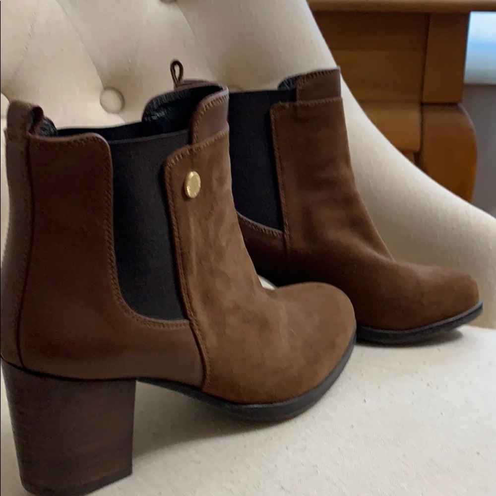 SOLD Brown multi media ankle boots